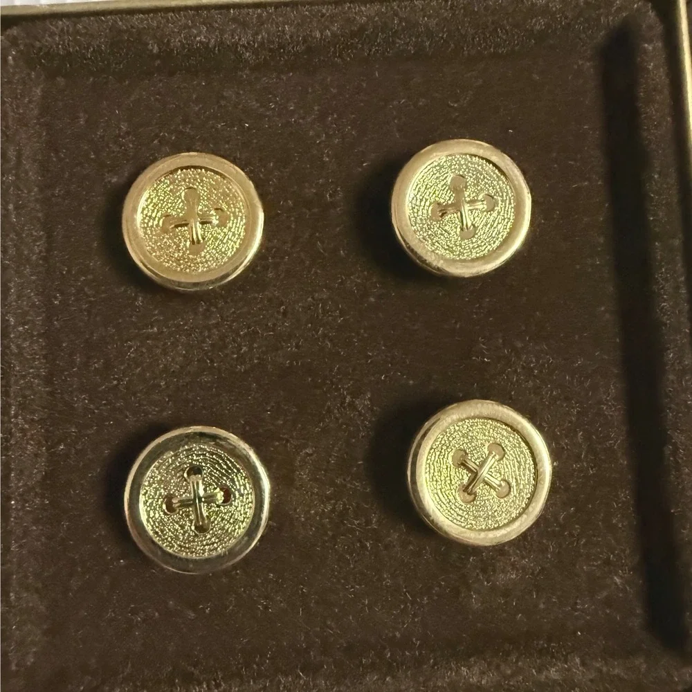 Avon Button Covers Men OS Gold NIB Vintage Citation Jewelry Set of 4